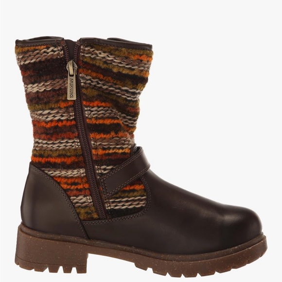 New Muk Luks Brown Boots with Multicolor Knit - Picture 9 of 9